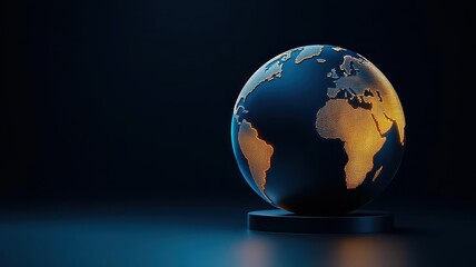 Fototapeta premium Global trade routes glowing across a 3D globe, showcasing economic windfall from international growth, innovative commerce concept