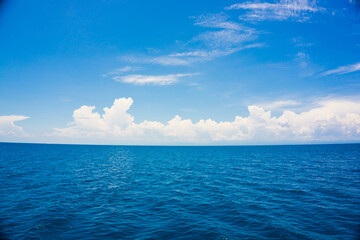 Deep blue sea ocean sunny sky with cloud nature landscape