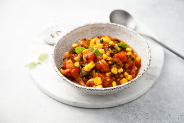 Healthy vegetable ragout with corn