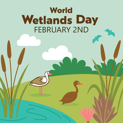 Simple flat victor World Wetlands Day design