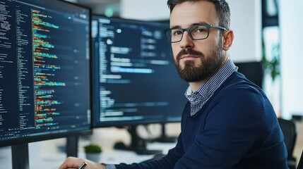 Software Developer Coding, Portrait