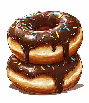 chocolate glazed donuts stacked colorful sprinkles clip art preview