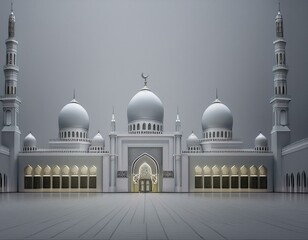 Fototapeta premium GeneratIslamic background for a mosque in gray, a background for Ramadan.ed image
