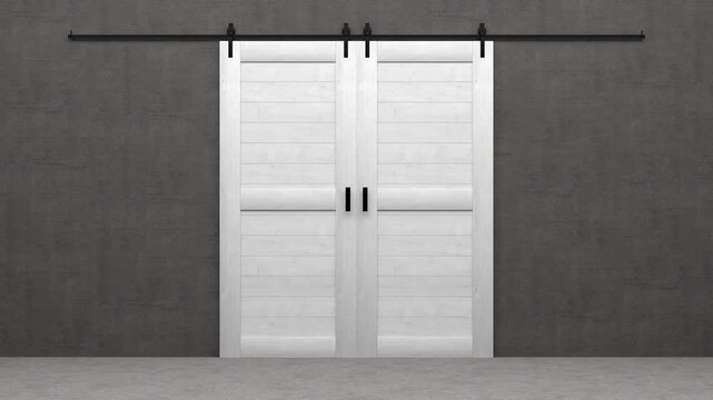 open sliding door with bluescreen in the background - 3D Rendering 4k