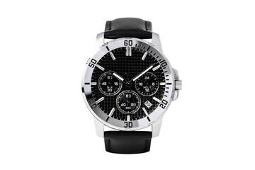 Luxury watch isolated on white background. With clipping path for artwork or design. Black..