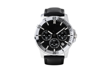 Luxury watch isolated on white background. With clipping path for artwork or design. Black..