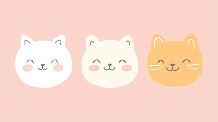 Obraz premium Three Cute Cartoon Cats Smiling Faces