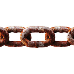 Fototapeta premium Rusty chain isolated on white background heavy duty industrial metal strength connection link weathered grunge old aged oxidized iron steel corrosion close up detail macro abstract pattern texture