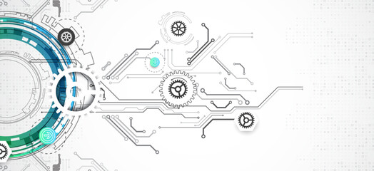 Abstract background. Scientific and technological concept with the use of technical elements formed in the shape of a circle. Vector