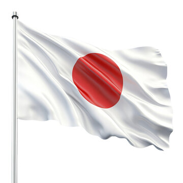 Japanese Flag Waving National Flag of Japan Realistic 3D Illustration Isolated on White Background Land of the Rising Sun Japanese Culture Symbol Asia Country Banner Patriotic Pride Japanese Heritage