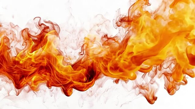 fire and flames slow moving on a white background