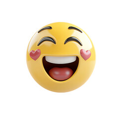 3D Laughing Emoji with Heart Eyes Isolated on White Background Happy Emoticon Expression Love Reaction Affection Gratitude Joyful Cheerful Positive Emotion Social Media Icon Modern Design Digital