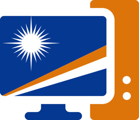 Fototapeta premium Monitor and CPU icon Marshall Islands Flag