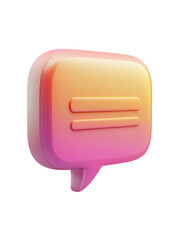 3D speech bubble icon communication social media online chat message notification dialogue discussion gradient pink orange yellow minimal modern isolated on white background chatbot conversation