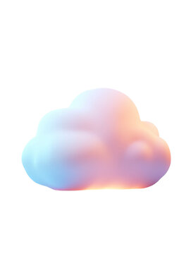 3D rendering of a white glowing cloud on a gradient blue background cloud computing concept data storage network technology server database internet security cyberspace online service futuristic