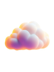 3D fluffy cloud floating on purple background dreamy surreal design element weather forecast meteorology climate change concept soft pastel colors vibrant gradient modern abstract minimal art digital