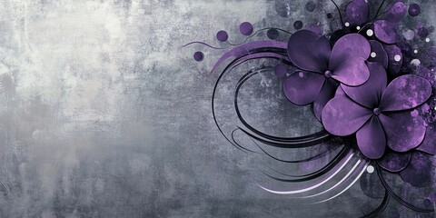 Purple floral abstract on textured background. Suitable for decorative or graphic design purposes.