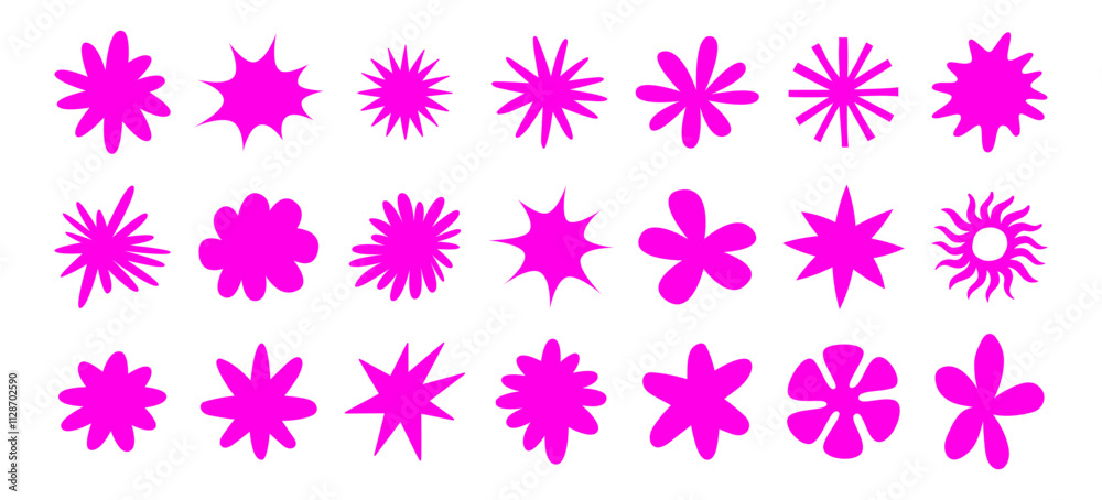Poster Vector set of stickers, scribbles and doodles in simple linear hand drawn style with copy space, stars minimal hand drawn design elements for posters, social media, print, banners
