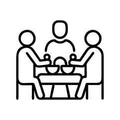 family meal blessing icon, family day line art, family icon - simple black line art icon of family meal blessing, symbolizing family day celebrations. family vector art.