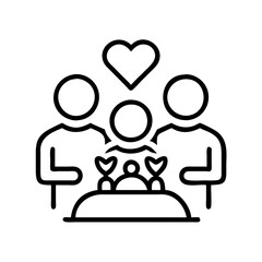 family meal blessing icon, family day line art, family icon - simple black line art icon of family meal blessing, symbolizing family day celebrations. family vector art.