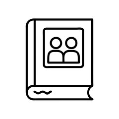 family memory book icon, family day line art, family icon - simple black line art icon of family memory book, symbolizing family day celebrations. family vector art.