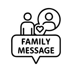 family message text icon, family day line art, family icon - simple black line art icon of family message text, symbolizing family day celebrations. family vector art.