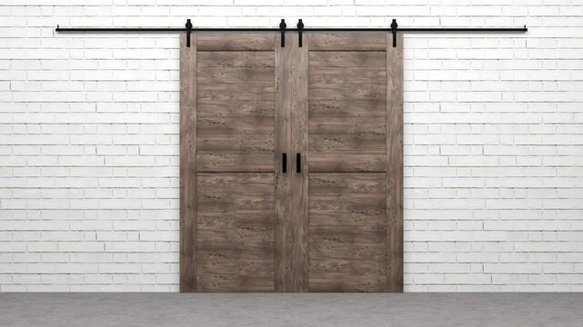 open sliding door with bluescreen in the background - 3D Rendering 4k