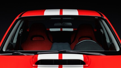 Windshield on a red car