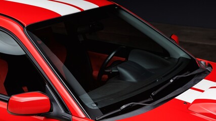 Windshield on a red car