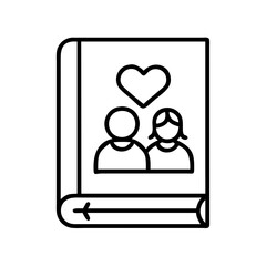 family tradition book icon, family day line art, family icon - simple black line art icon of family tradition book, symbolizing family day celebrations. family vector art.