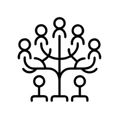 family tree roots and branches icon, family day line art, family icon - simple black line art icon of family tree roots and branches, symbolizing family day celebrations. family vector art.