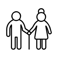 generations holding hands icon, family day line art, family icon - simple black line art icon of generations holding hands, symbolizing family day celebrations. family vector art.