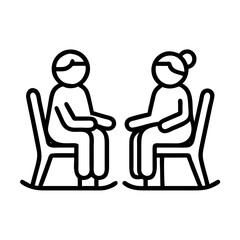 grandparents in rocking chairs icon, family day line art, family icon - simple black line art icon of grandparents in rocking chairs, symbolizing family day celebrations. family vector art.