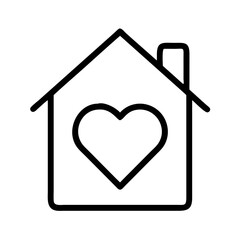 heart and home icon, family day line art, family icon - simple black line art icon of heart and home, symbolizing family day celebrations. family vector art.