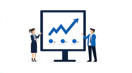 Fototapeta premium Business Growth Presentation, Upward Trend