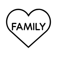 heart with family text icon, family day line art, family icon - simple black line art icon of heart with family text, symbolizing family day celebrations. family vector art.