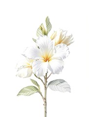 Beautiful white frangipani flower on clean white background, aromatic, zen, colorful, rejuvenate, beauty in nature