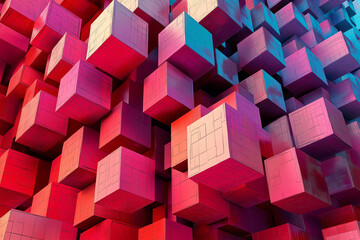 Obraz premium The back ground, especially blockchain technology, is rich in red, blue, green, purple