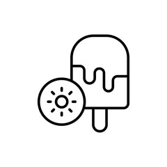 Kiwi ice cream outline icons, minimalist vector illustration ,simple transparent graphic element .Isolated on white background