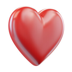 3D icon of red heart for likes isolated on transparent background