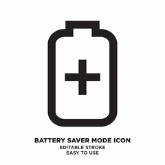 A flat design battery saver mode icon featuring a battery with a plus symbol, representing power-saving mode on devices