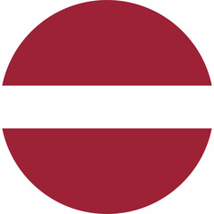 Obraz premium Latvia country flag icon, round in Latvian national flag colors