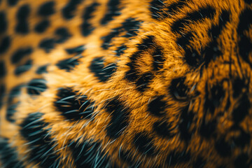 Macro close up of leopard fur spots.