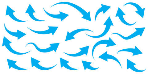 blue arrow icon flat style, abstract blue arrow sign, blue arrow for your website design, vector illustration. Set long blue curve arrow icon vector . blue curve arrow icon set. long arrow icon set. 