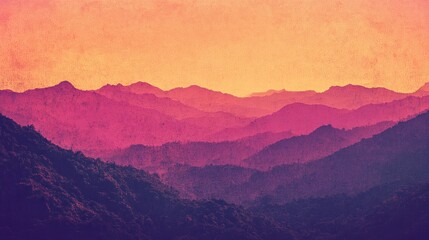 Obraz premium Sunset Hues Over Layered Mountain Ranges