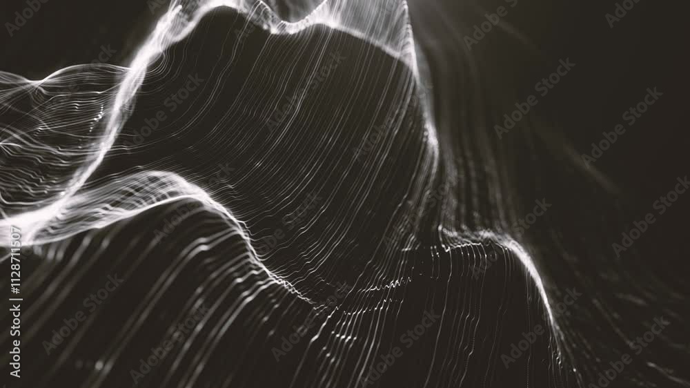 Poster dark flowing lines background/ animation of an abstract technology background of powerful lines slow