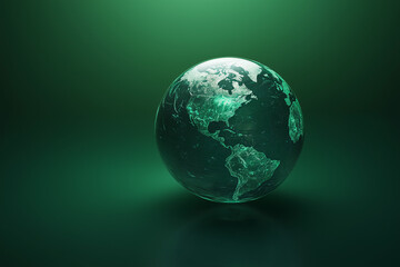 Fototapeta premium A beautiful glass globe is resting gracefully on a green surface