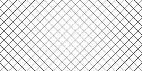 Black metal mesh seamless pattern vector illustration. Metal grid pattern. Silhouette Steel wire Chain link Fence Pattern. Grid, mesh, lattice background with rhombus, diamond shapes. 