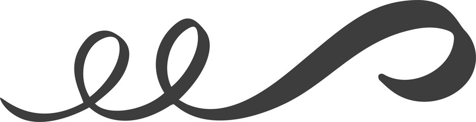 Swirl line. Swash and flourish underline. Hand drawn swish and swoosh. Calligraphic elegant vintage curved squiggle. Doodle fancy divider