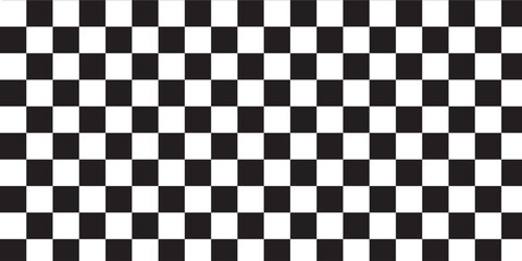 Black and white checker pattern vector illustration. Abstract checkered chessboard or checkerboard for game, grid with geometric square shape, race or rally flag and mosaic floor tile.